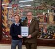 Cllr Brian Nelson, Chair of Brandon and Byshottles Parish Council (with Rotarian Tom Sharples)